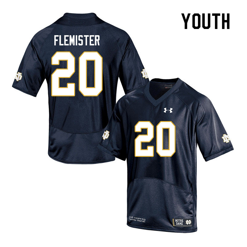 Youth #20 C'Bo Flemister Notre Dame Fighting Irish College Football Jerseys Sale-Navy - Click Image to Close